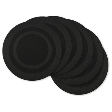 DII Black Round PVC Doubleframe Placemat, Set of 6