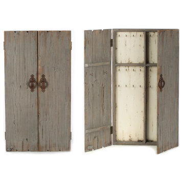 43.5"H Wall Jewelry Armoire, Distressed Grey