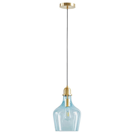Ink+Ivy Auburn Bell Shaped Glass Pendant, Blue