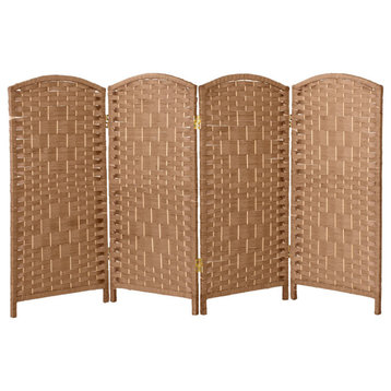 3 ft. Short Diamond Weave Fiber Room Divider Natural 4 Panel