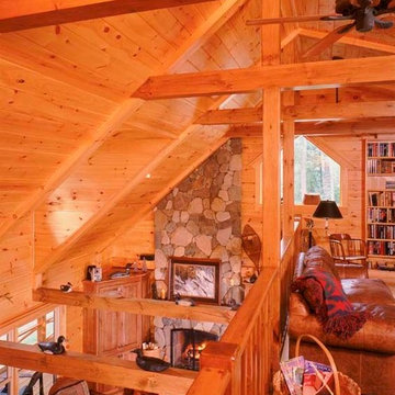 Cathedral Ceiling, Massive Fireplace, View from the Loft