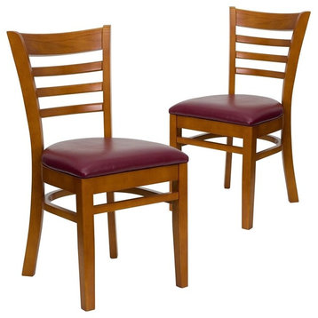 Hercules Series Cherry Finished Ladder Back Wooden Chairs, Set of 2