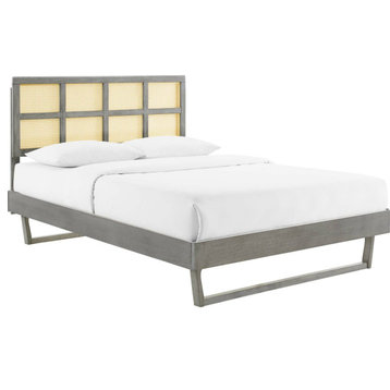 Texas Platform Bed With Angular Legs - Gray, Queen