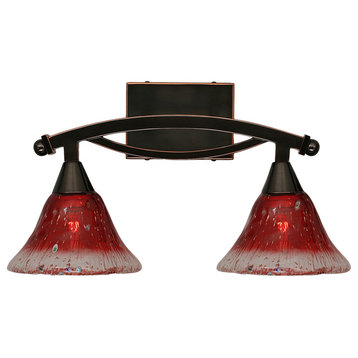 Bow 2 Light Bath Bar, 7" Raspberry Crystal Glass