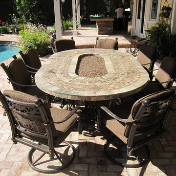 5' x 8' Horse and Wine Themed Table Group with Custom Fire Pit