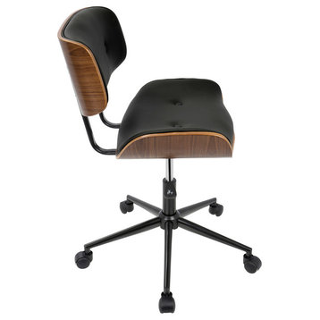 Lumisource Lombardi Adjustable Office Chair With Swivel, Walnut and Black