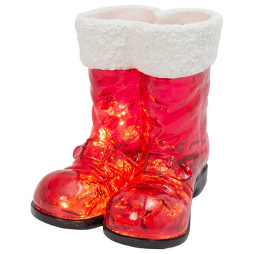 16.3-in H B/O Lighted Resin Holiday Santa Boots w/ 10 LED Lights