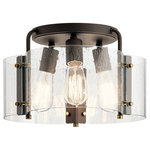 Kichler - Semi Flush 3-Light - The 3-light semi-flush mount fixture from the Thoreau collection unites Old Bronze(R) and seeded glass together with exposed bolts for a minimalistic design that easily coordinates with many home d�cor styles. ,