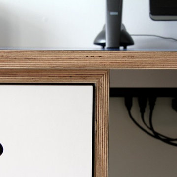 Plywood Office Unit, Pastel Colours.