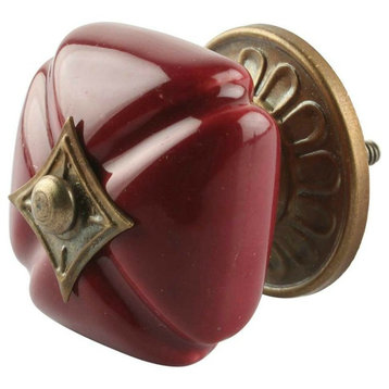 Set of Four Solid Cherry Ceramic Cabinet Knobs