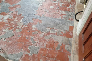 Lino Covered Quarry Tiled Kitchen Floor Restoration in Goulceby near Louth