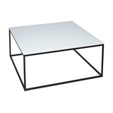 Kensal White Square Coffee Table, Black Base