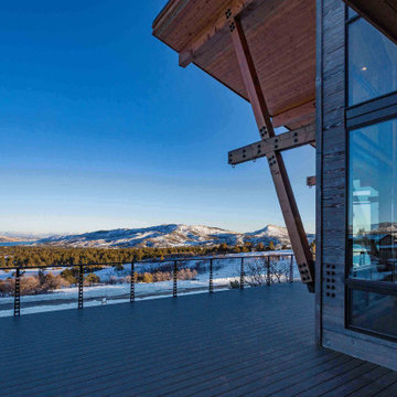 Industrial Style Deck Railing with Mountain Vista