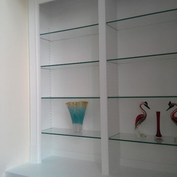 Fireplace Built-in with glass shelves and doors