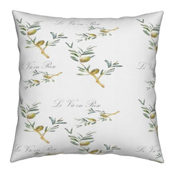 La Vie en Rose and Olive Throw Pillow - Decorative Pillows