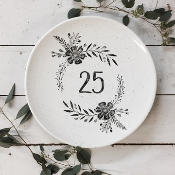 Hand Painted 25th Anniversary Serving Plate