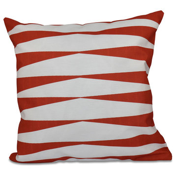 Geometric Decorative Pillow, Red, 18"x18"