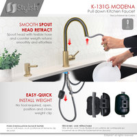 STYLISH Modern Single Handle  Pull down Sprayer  Kitchen Faucet in Gold Finish