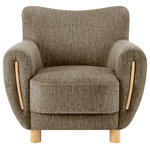New Pacific Direct - Bellamy Fabric Accent Arm Chair, Pasadena Taupe - The classic wingback chair is elevated in whimsy contours. In Bellamy, the rounded shape is punctuated by graceful fabric and charming daccor such as the inlay wood and nubby feet in natural tone. Easy Assembly. Available in Pasadena Beige and Pasadena Taupe.