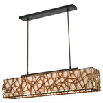 ELK Lighting - ELK Home H018-7234 Bindan Island Light - The Bindan Island Light is an ideal addition for a dining area or kitchen, to add warmth and texture through its natural materials The outer shade is made from hand woven natural rattan while its inner shade features cream, linen fabric and houses three bulbs This eye catching design is right on trend with its blend of organic and contemporary style notes