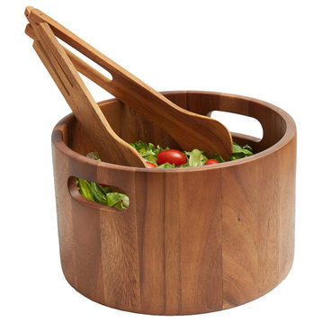 Acacia Wood Salad Bowl With Tongs