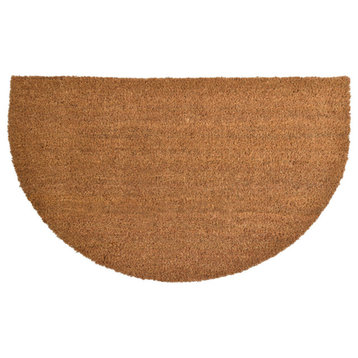 Sheltered Half Round Front Door Mat Lea Natural Braided Coir Coco Rubber Rug 30x