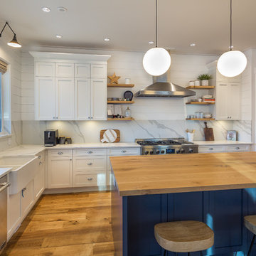 Custom White and Navy Kitchen in White Rock