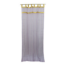 Mogulinterior - Mogul 2 Curtains Sheer Panels purple silver stripes Gold tabs Window Treatment, - Curtains
