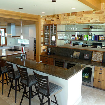 Custom Bar Cabinetry and Wine Craete Wall