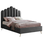 Meridian Furniture - Lily Velvet Bed, Gray, Full - Elegant and eye-catching, the stunning grey velvet Lily Full Bed from Meridian Furniture is the perfect addition to any space.