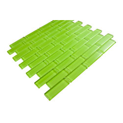 1x3 Grass Green Glossy Subway Glass Mosaic Tiles - Home Accessories & Decor