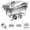 Set of 2 Chafing Dish Buffet Food and Water Pans, Covers, Stands, Fuel Holders