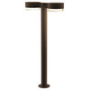 Reals 28" Double Bollard, Cylinder Lens and Plate Cap, Clear Lens, Textured Bronze