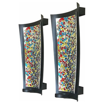 DecorShore Mosaic Wall Sconce Tealight Candle Holders, Set of 2