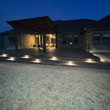 Cedar pergola and composite deck with lighting
