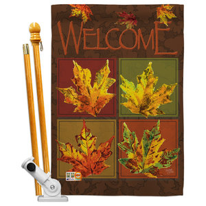 Harvest Autumn Fall Leaves Collage 2 Sided Vertical Impression House Flag Contemporary Flags And Flagpoles By Breeze Decor Houzz