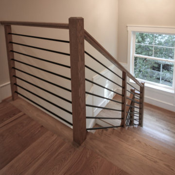Project #83 | U-Shaped Staircase with Horizontal Black Rod Railing