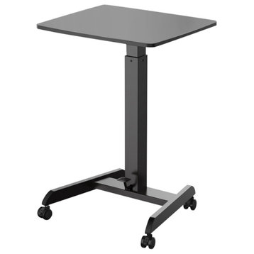 Mobile Pedal Controlled Height Adjustable Sit Stand Desk, Compact Size, Black