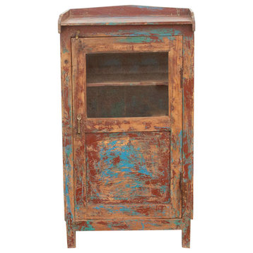 Antique Multicolor Painted Slim Cabinet