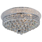 CWI Lighting - Empire 13 Light Flush Mount With Chrome Finish - Make your living room shine with this close-to-ceiling lighting option. The Empire 13 Light Flush Mount  measures 24 inches wide and has a chrome-finished hardware that's covered in glittering faceted crystals. This light source with candelabra bulbs is also dimmer-compatible making it a truly fine choice for giving your sitting area a high-end look and a luxurious mood.  Feel confident with your purchase and rest assured. This fixture comes with a one year warranty against manufacturers defects to give you peace of mind that your product will be in perfect condition.