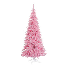 Vickerman 6.5'x34" Slim Fir Tree, Dura-Lit 400 Pink 948 Tips, Pink, LED