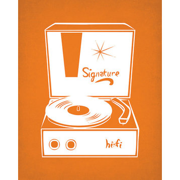 Vintage Record Player (Orange), Art Print