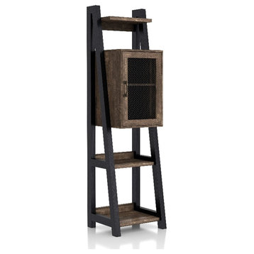 Furniture of America Acres Wood 5-Shelf Tower Cabinet in Brown