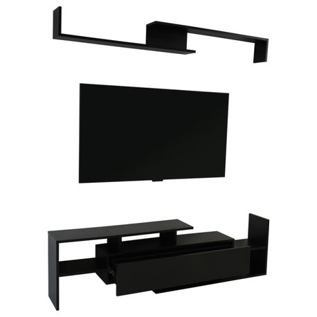 Surrey Modern TV Stand with MDF Shelves and Bookcase