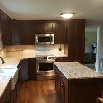 Hickory cabinets with dark finish