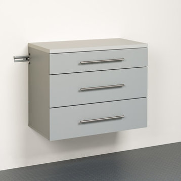 Prepac HangUps 3-Drawer Base Storage Cabinet in Light Grey Laminate