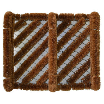 Imports Decor Coir And Metal Boot Scrapper Mat With Brown Finish 855SDM