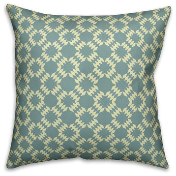 Folk Southwestern Pattern, Blue Throw Pillow, 16"x16"