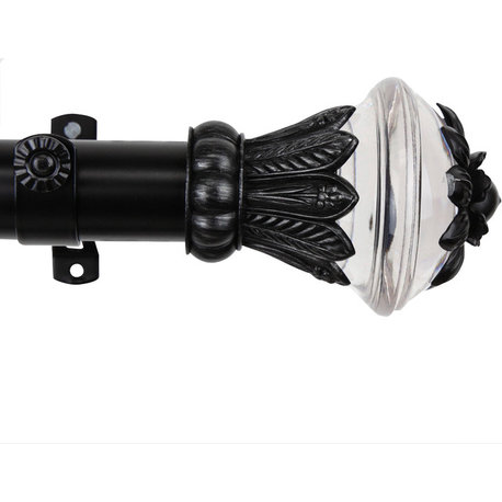 Paradise 1.5" Custom Cut Length Drapery Rod, 16', Black