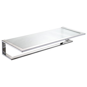 bathroom glass shelf with towel bar